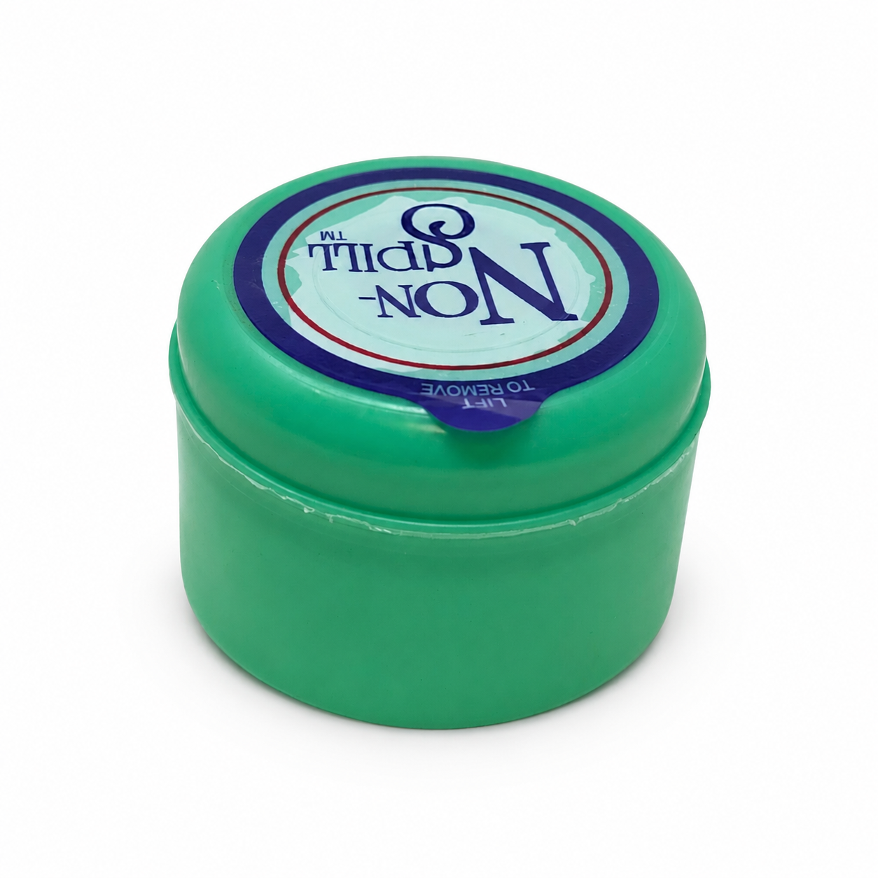Non-Spill green 55 mm water bottle cap — front label