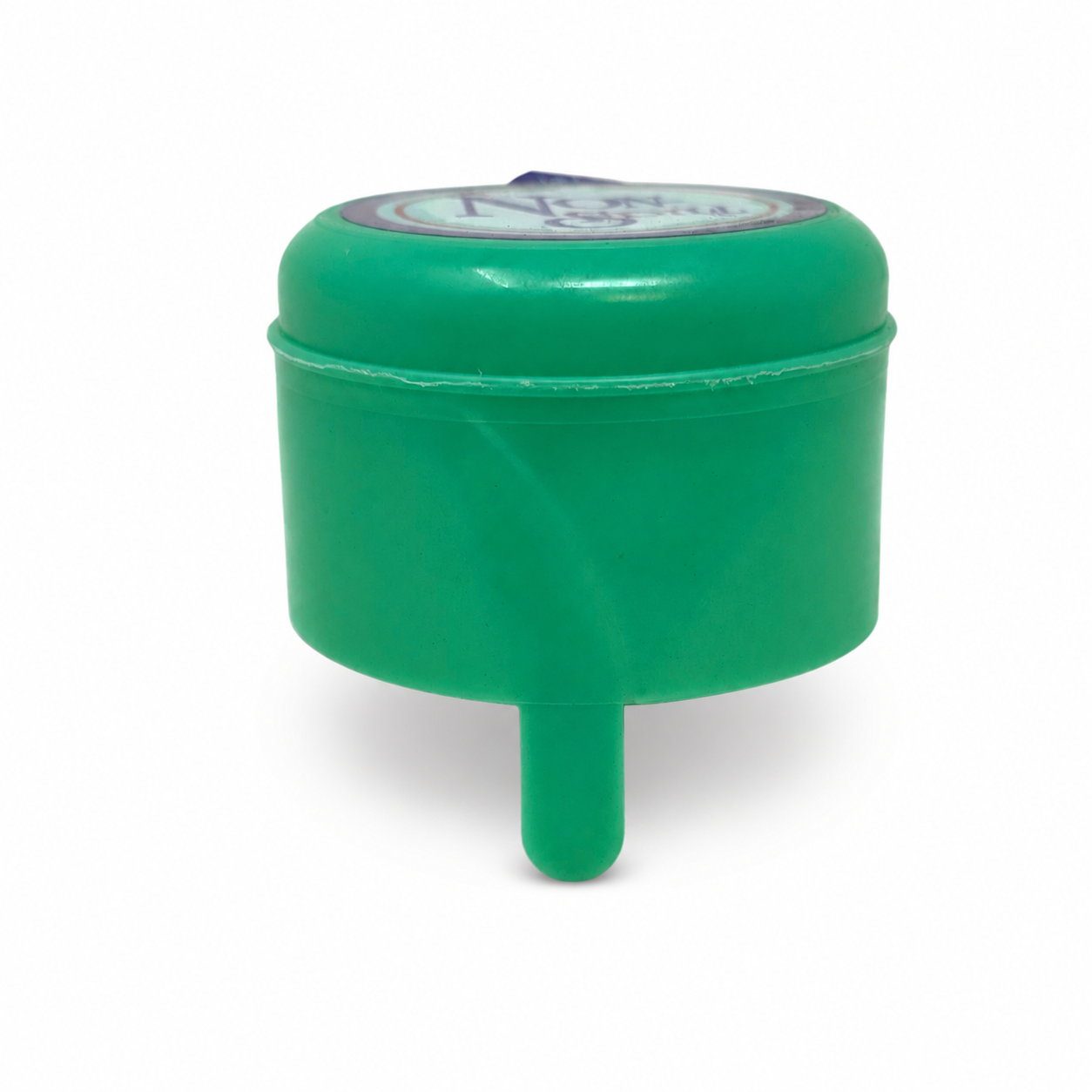 Non-Spill green water bottle cap — side profile showing lift-to-remove tab