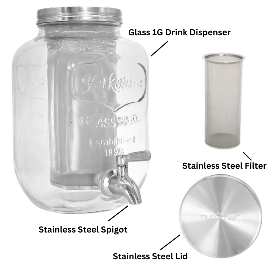 Glass 1-Gallon Water Dispenser with Stainless Steel Spigot