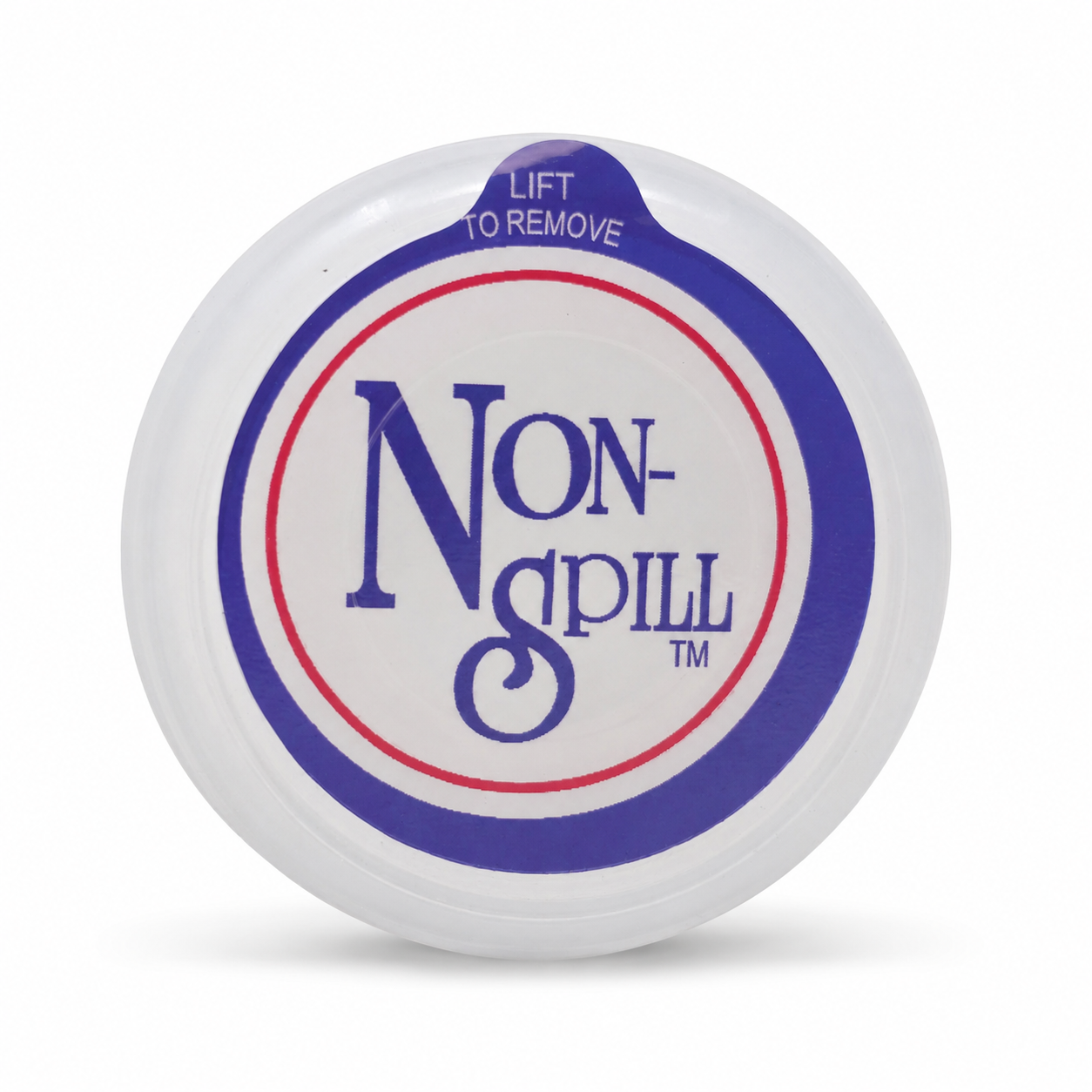 Non-Spill clear 55 mm water bottle cap — front label